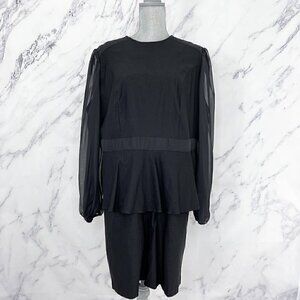Monif C. | Maria Sleeve Peplum Romper | Black | Sz 3 (22/24)